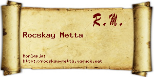 Rocskay Metta névjegykártya